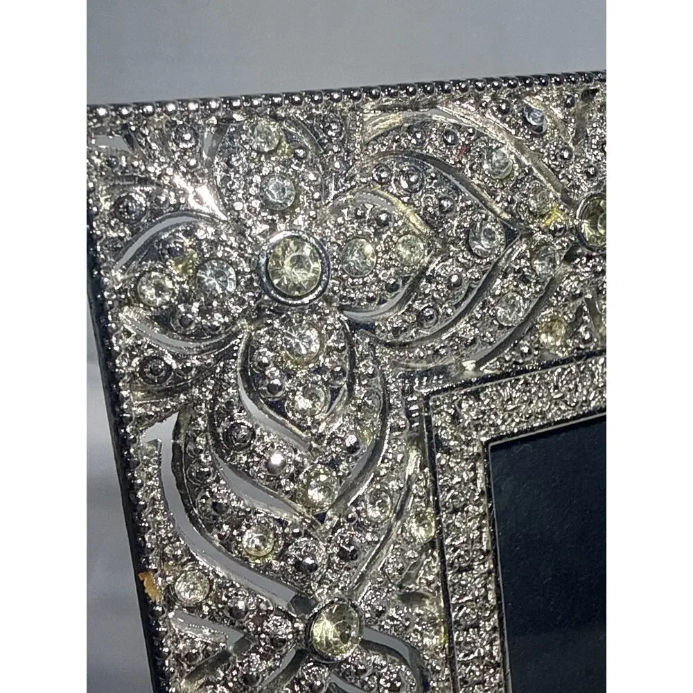 Sheffield Home 4x6 Picture Frame Ornate Silver Tone Rhinestone Filigree